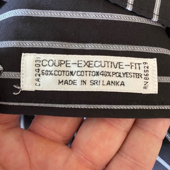 Leo Chevalier Design Men's Black/Gray Stripe Long Sleeve Button Dress Shirt 17.5 - Picture 6 of 10